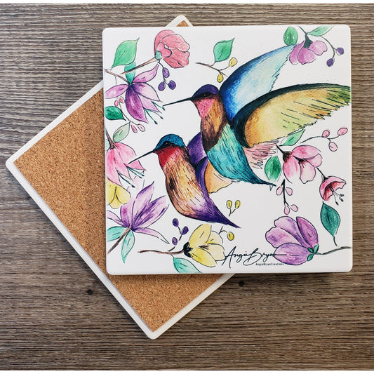 Hummingbirds Sandstone Coaster